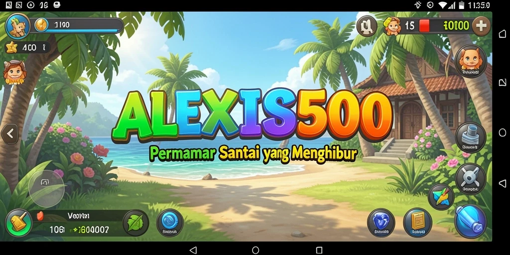 Tampilan gameplay ALEXIS500 dengan grafis warna-warni yang menarik.