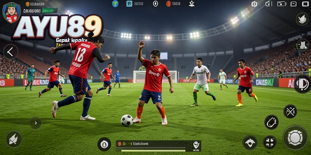 Tangkapan layar gameplay AYU89 yang penuh aksi dan strategi sepak bola.