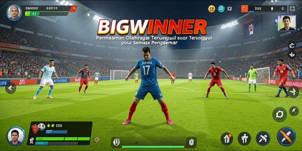 Tangkapan layar gameplay <strong>BIGWINNER</strong> yang menunjukkan aksi olahraga yang mendebarkan.
