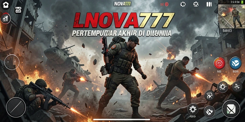 Tangkapan layar dari gameplay LNOVA777 menampilkan aksi seru dalam pertempuran Battle Royale.