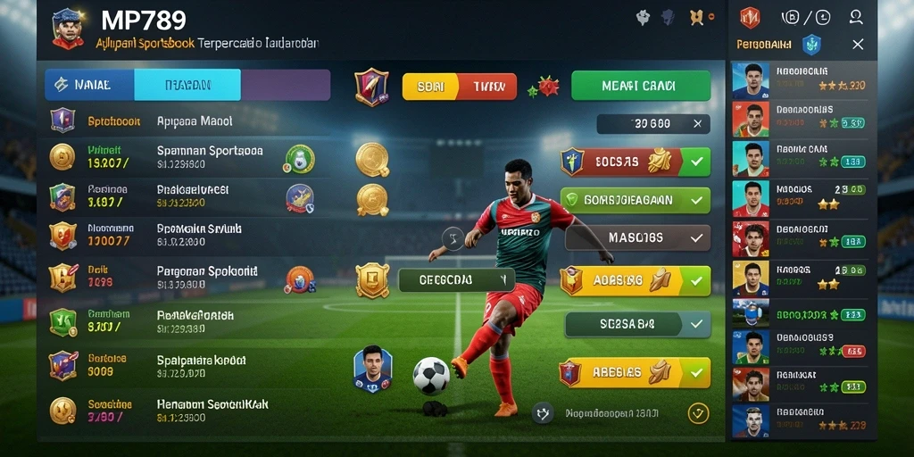Screenshot tampilan gameplay Sportsbook yang menampilkan fitur taruhan langsung.