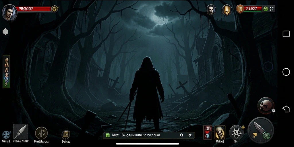 Tangkapan layar utama PRG007 menampilkan suasana menyeramkan dalam gameplay.
