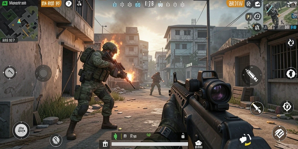 Tangkapan layar gameplay RR89 menunjukkan aksi tembak-menembak yang intens.