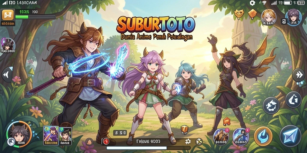 Tangkapan layar gameplay SUBURTOTO menampilkan pertarungan karakter Anime yang seru.