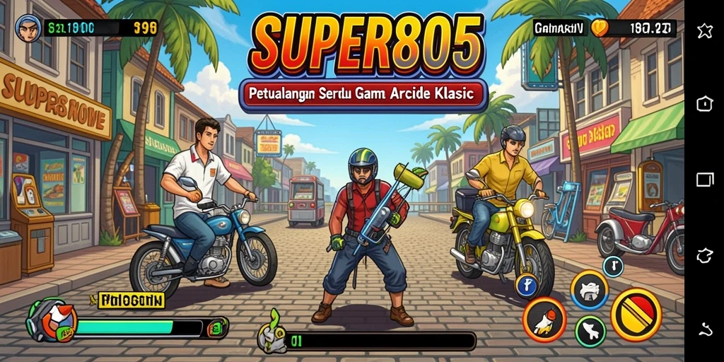 Gameplay SUPER805 yang seru dan penuh warna.